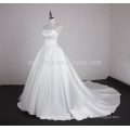 2017 shine satin sleeveless wedding dress with real pictures